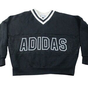 adidas Sweatshirt Womens Medium Black Lined Fleece Long Sleeve Adibreak V Neck‎